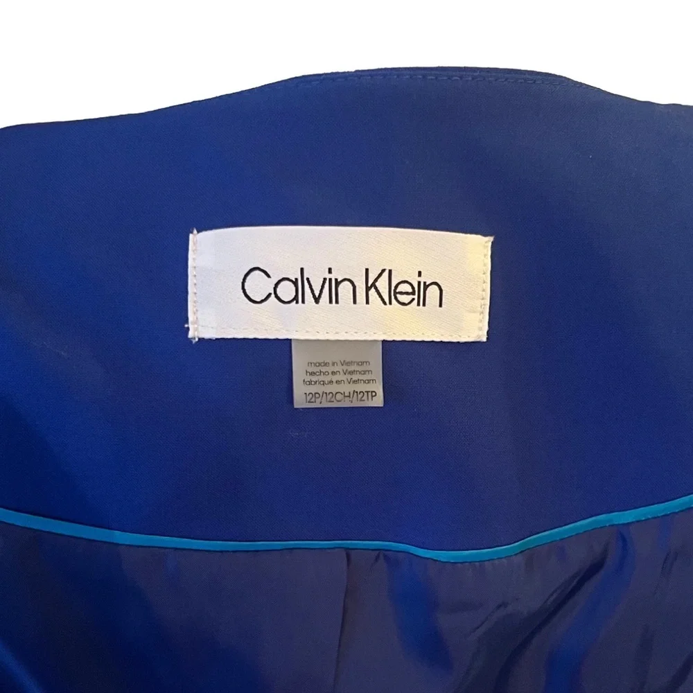 Calvin Klein Royal Blue Tailored Suit Jacket with Silver Bar Closure| Petite 12